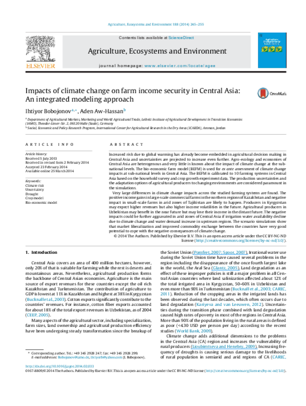 (PDF) Impacts of climate change on farm income security in Central Asia ...
