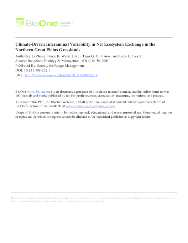(PDF) Climate-Driven Interannual Variability in Net Ecosystem Exchange ...