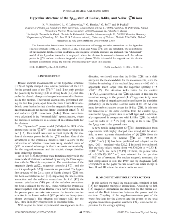 (PDF) Hyperfine structure of the 2p_{3/2} state of Li-like, B-like, and ...