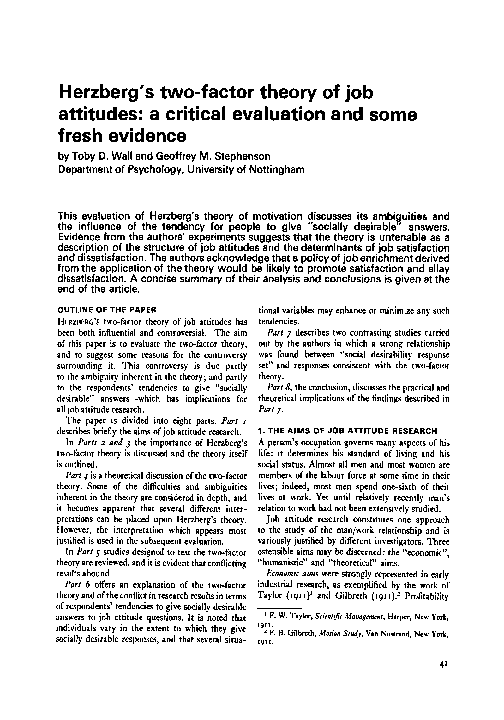 Conclusion of herzberg two factor theory picture