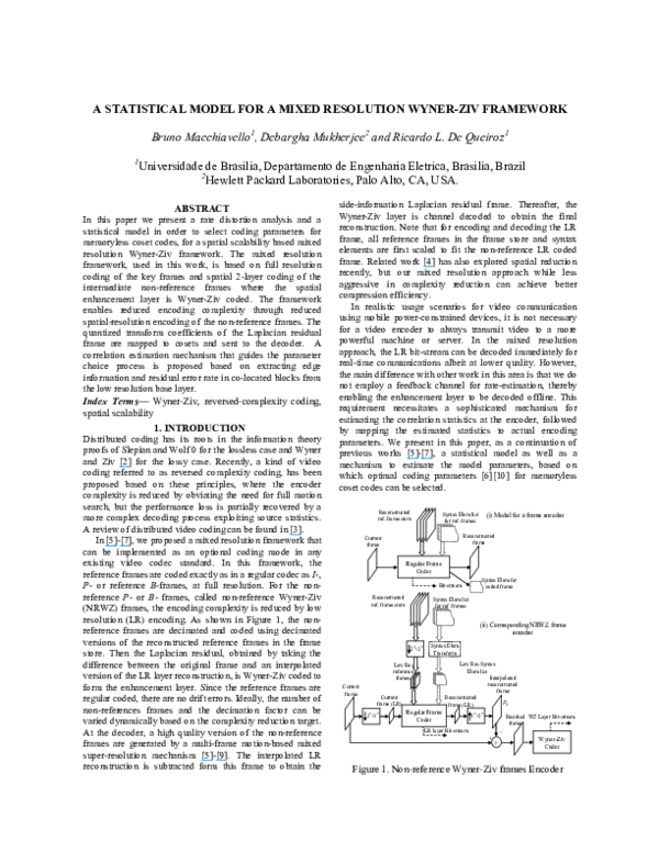 (PDF) A Statistical Model for a Mixed Resolution Wyner-Ziv Framework