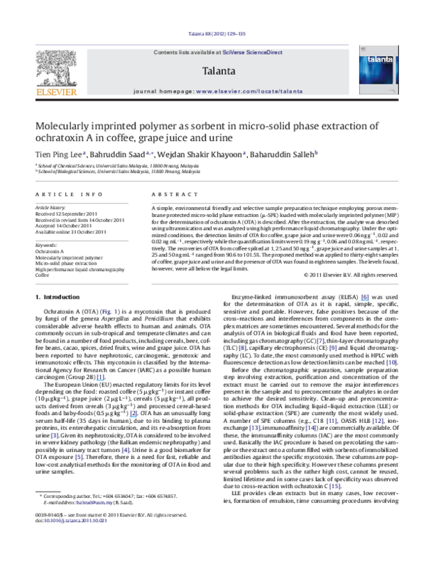 (PDF) Molecularly imprinted polymer as sorbent in micro-solid phase ...