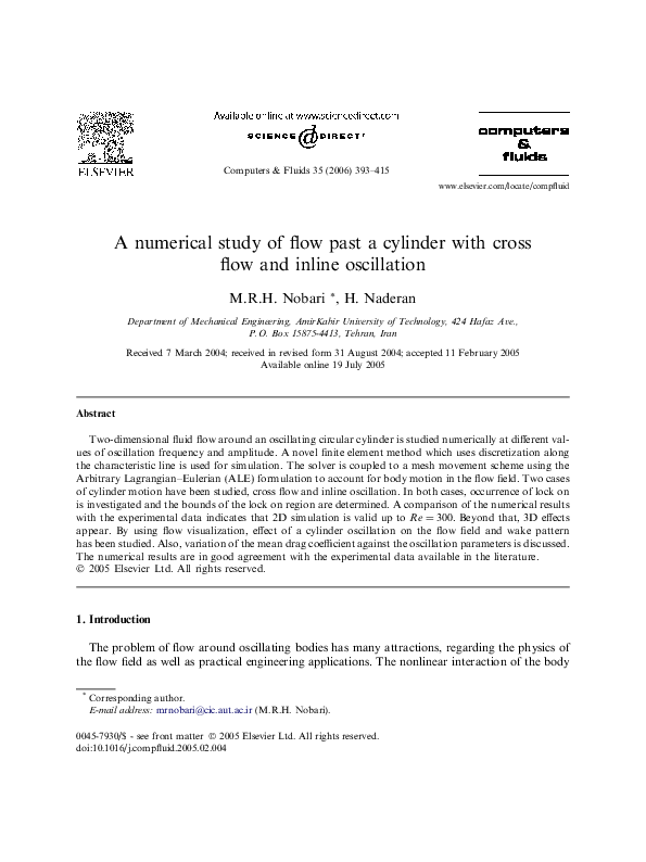(PDF) A numerical study of flow past a cylinder with cross flow and ...