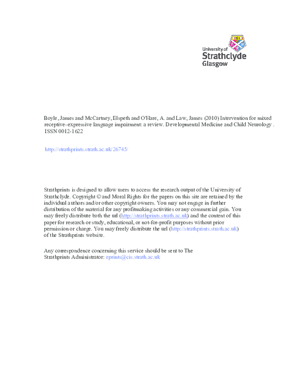 (PDF) Intervention for mixed receptiveexpressive language impairment