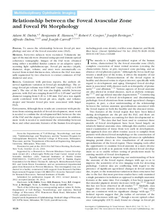 (PDF) Relationship between the Foveal Avascular Zone and Foveal Pit ...