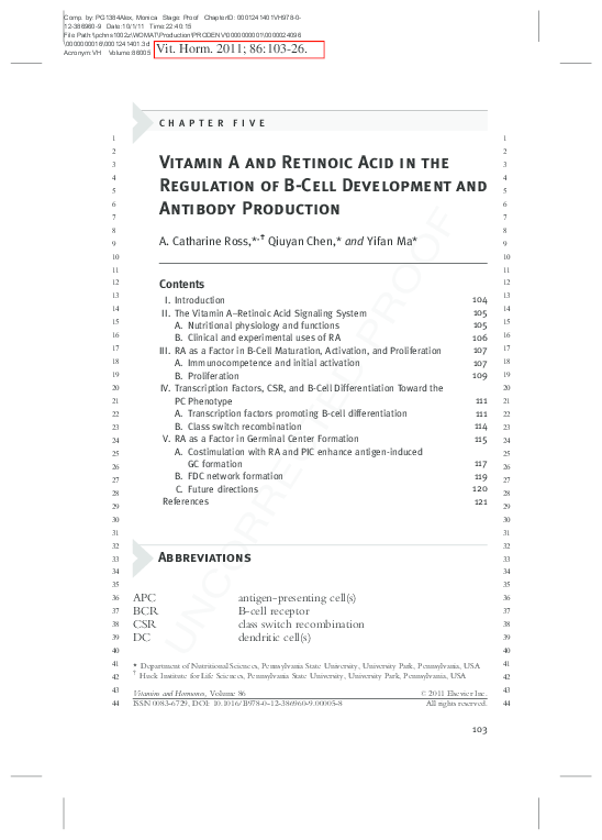 (PDF) Vitamin A and retinoic acid in the regulation of B-cell ...