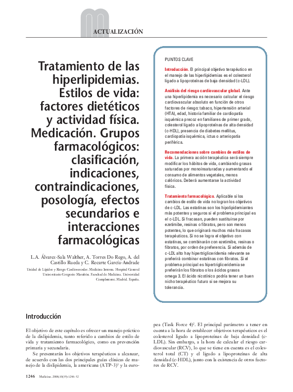 (PDF) Tratamiento de las hiperlipidemias. Estilos de vida: factores ...