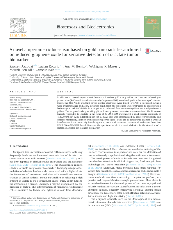 (PDF) A novel amperometric biosensor based on gold nanoparticles ...