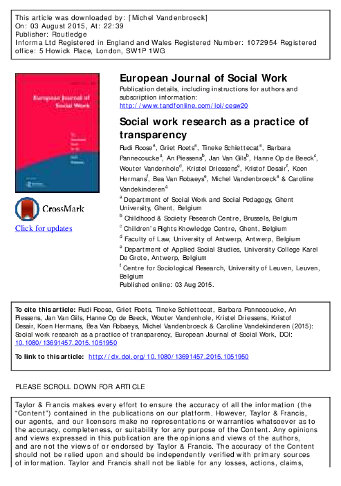 (PDF) Social work research as a practice of transparency