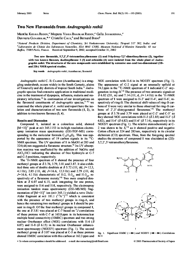 (PDF) Two new flavonoids from Andrographis rothii