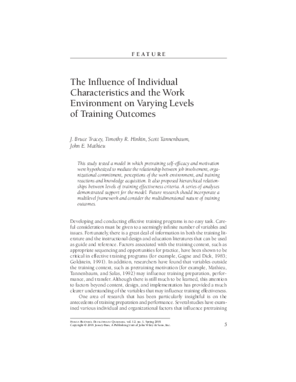 (PDF) The influence of individual characteristics and the work ...