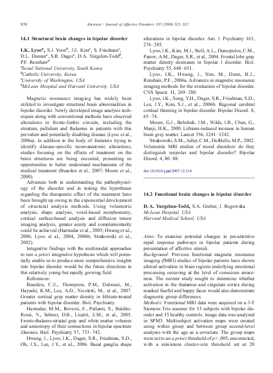 (PDF) Functional brain changes in bipolar disorder