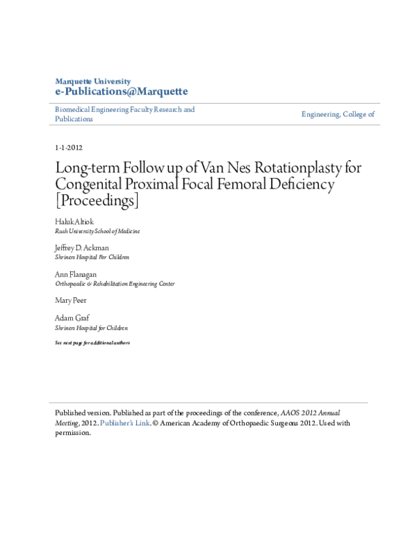 (PDF) Long-term Follow up of Van Nes Rotationplasty for Congenital ...