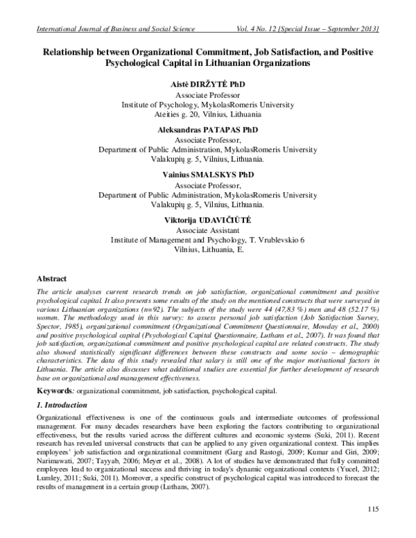 (PDF) The Relationship between Organizational Commitment and Market ...