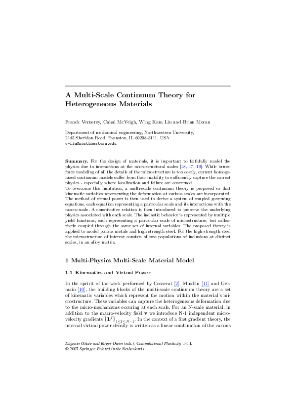 (PDF) A Multi-Scale Continuum Theory for Heterogeneous Materials
