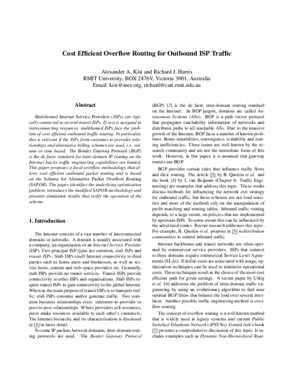 (PDF) Cost efficient overflow routing for outbound ISP traffic