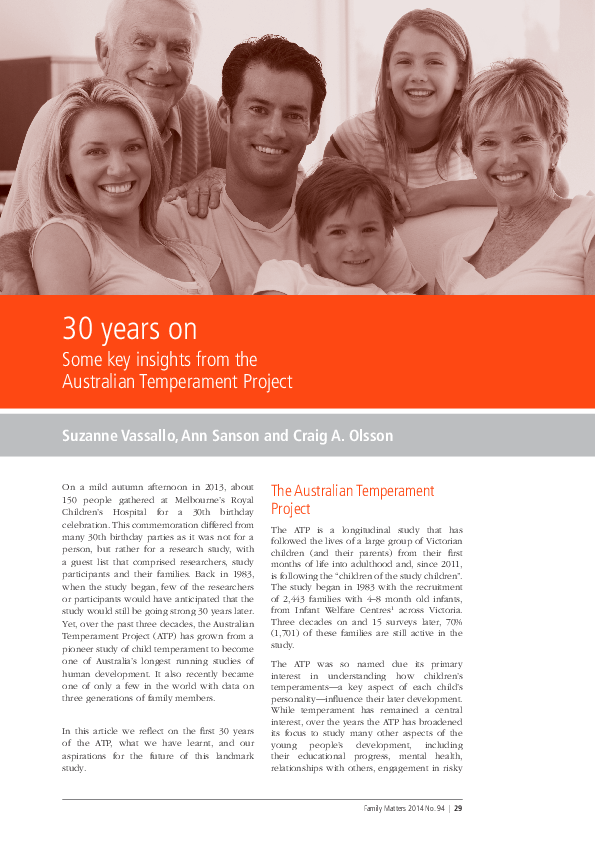 (PDF) 30 years on: Some key insights from the Australian Temperament ...
