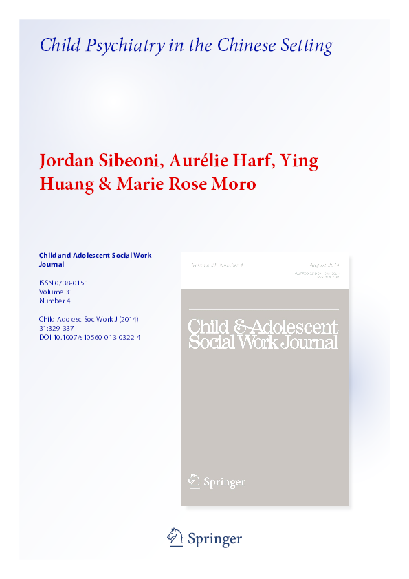(PDF) Child Psychiatry in the Chinese Setting Jordan Sibeoni