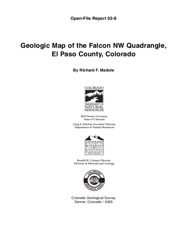 (PDF) Geology of the Falcon NW quadrangle, El Paso County, Colorado