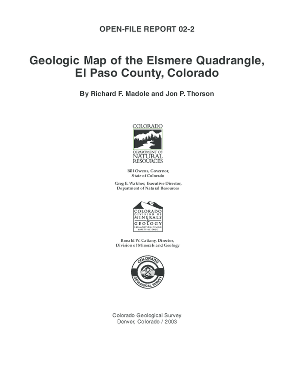 (PDF) Geology of the Elsmere quadrangle, El Paso County, Colorado