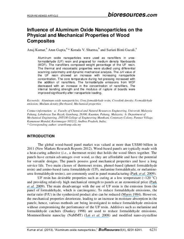 (PDF) Influence of aluminum oxide nanoparticles on the physical and ...