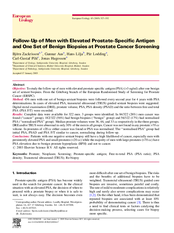 (PDF) Follow-up of men with elevated prostate-specific antigen and one ...