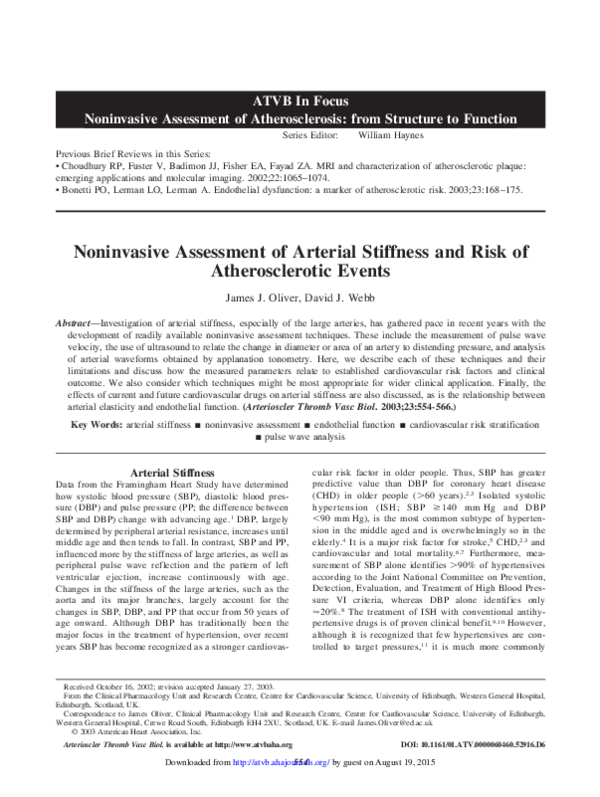 (PDF) Noninvasive Assessment of Arterial Stiffness and Risk of Coronary ...