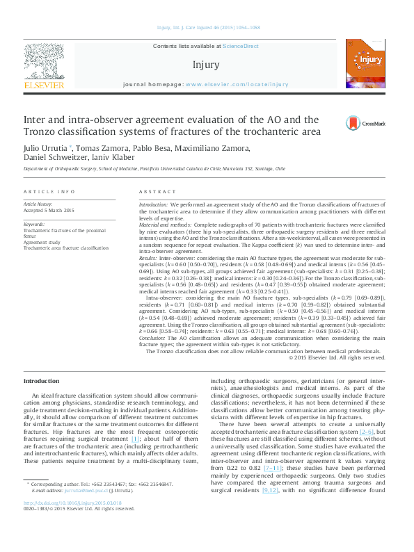 (PDF) Inter and intra-observer agreement evaluation of the AO and the ...
