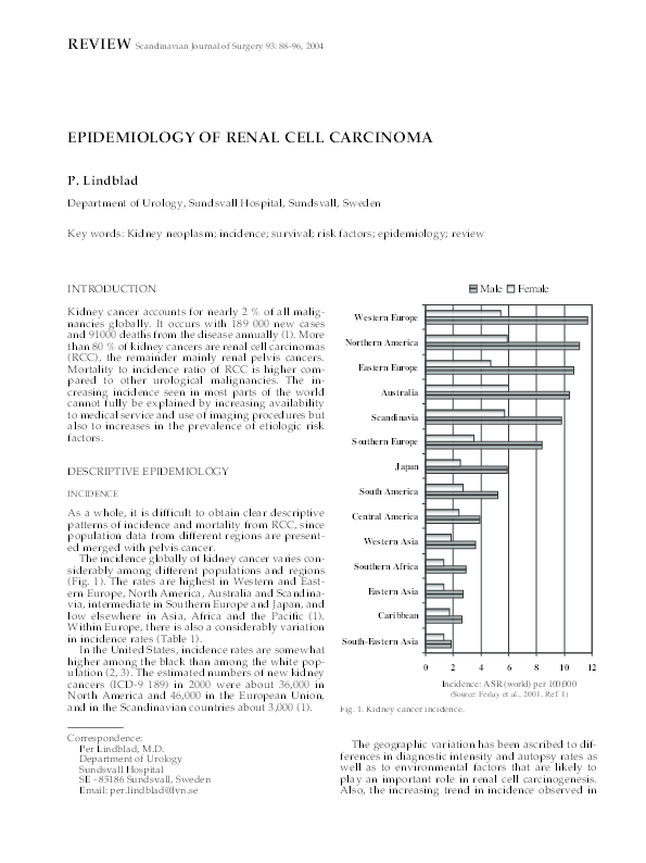 (PDF) Epidemiology of Renal Cell Carcinoma