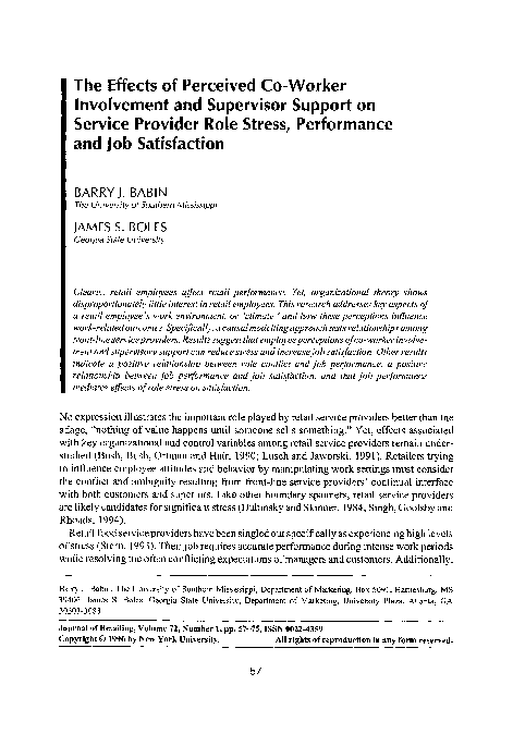 (PDF) The effects of perceived co-worker involvement and supervisor ...