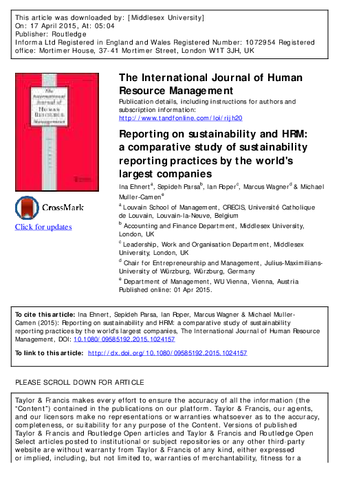 (PDF) Reporting on sustainability and HRM: a comparative study of ...