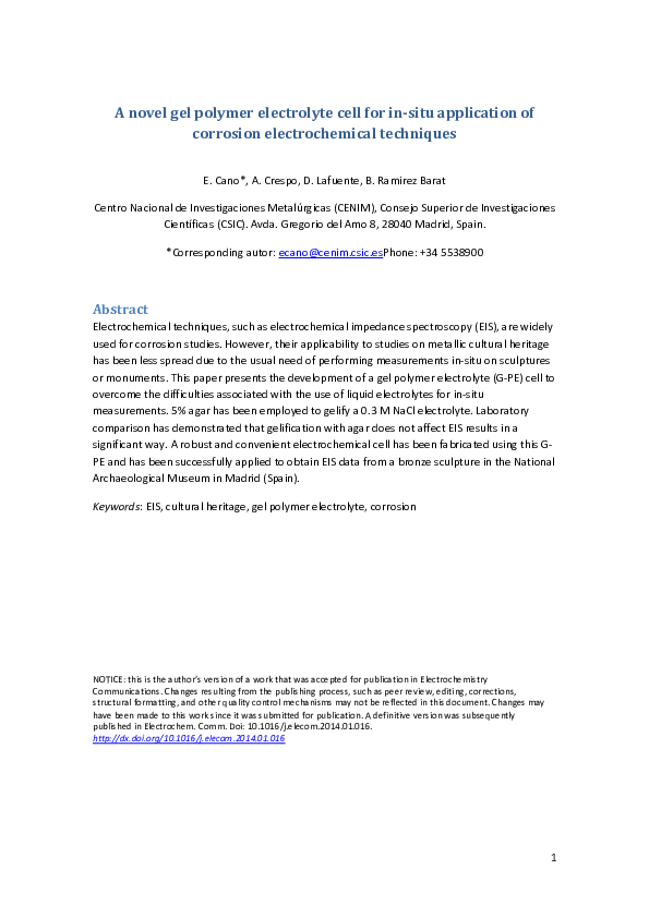 (PDF) A novel gel polymer electrolyte cell for in-situ application of ...