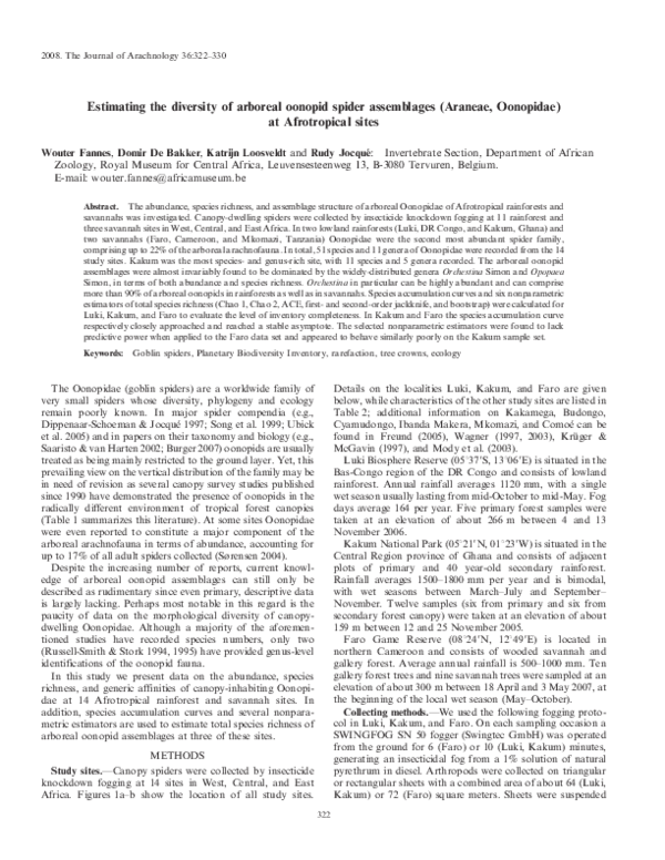 (PDF) Estimating the diversity of arboreal oonopid spider assemblages ...