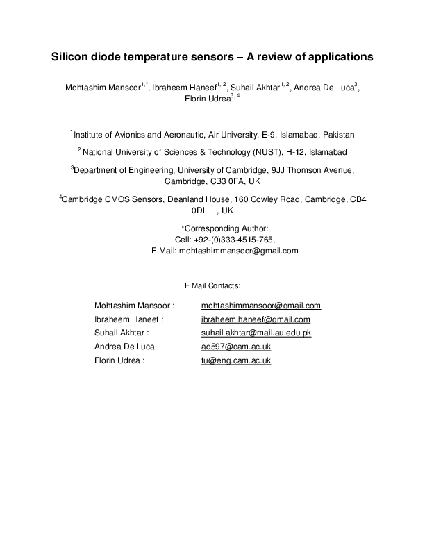 (PDF) Silicon diode temperature sensors A review of applications