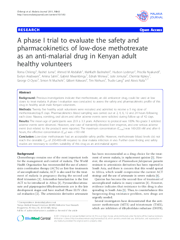 (PDF) A phase I trial to evaluate the safety and pharmacokinetics of ...