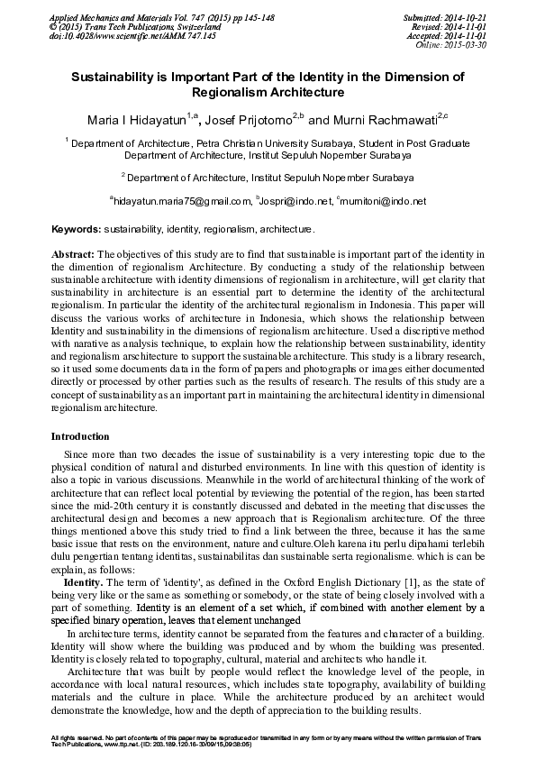 (PDF) Sustainability is Important Part of the Identity in the Dimension ...