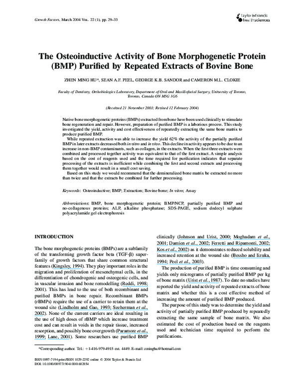 (PDF) The Osteoinductive Activity of Bone Morphogenetic Protein (BMP ...