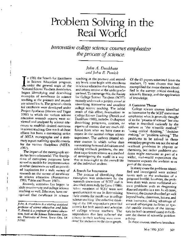 (PDF) Problem Solving in the Real World