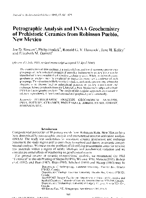 (PDF) Petrographic analysis and INAA geochemistry of prehistoric ...