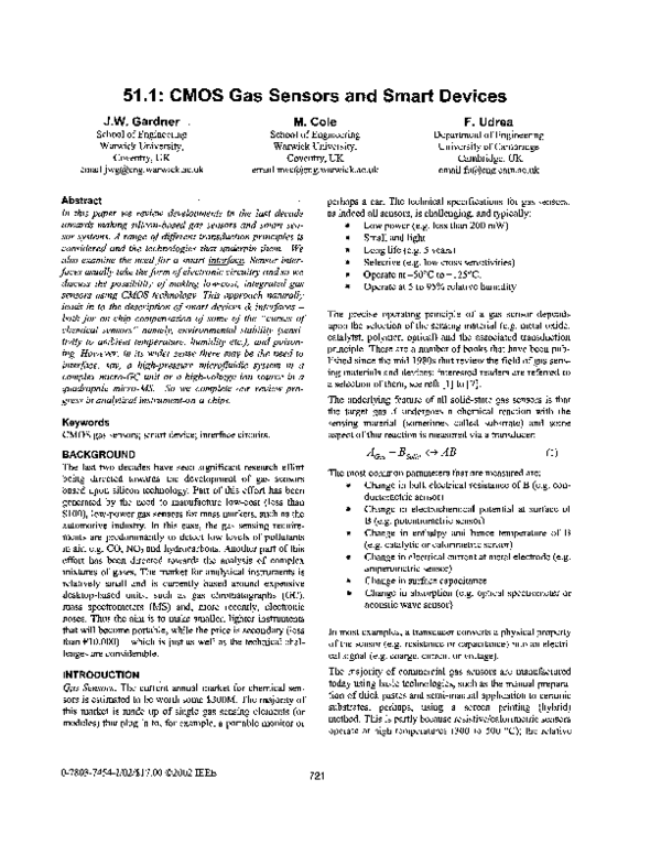 (PDF) CMOS gas sensors and smart devices Julian W. Gardner Academia.edu