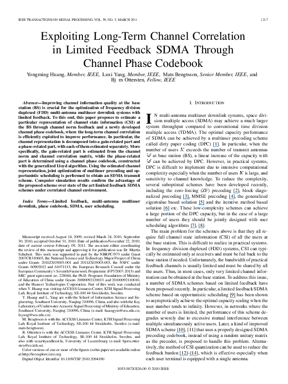 (PDF) Exploiting Long-Term Channel Correlation in Limited Feedback SDMA ...