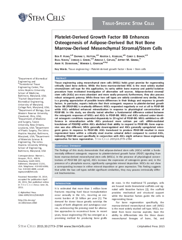 (PDF) Platelet-derived growth factor BB enhances osteogenesis of ...