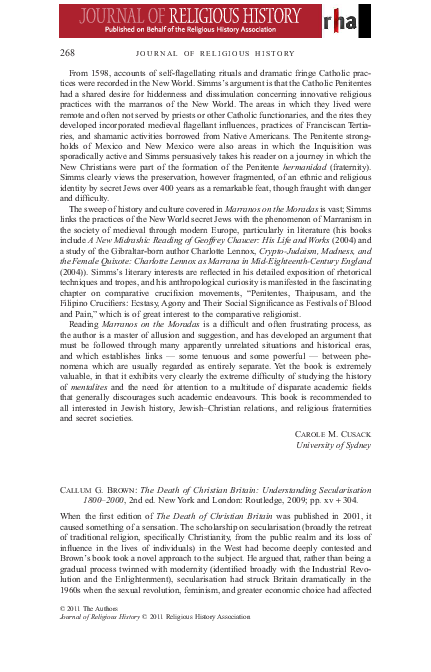 (PDF) The Death of Christian Britain: Understanding Secularisation 1800 ...