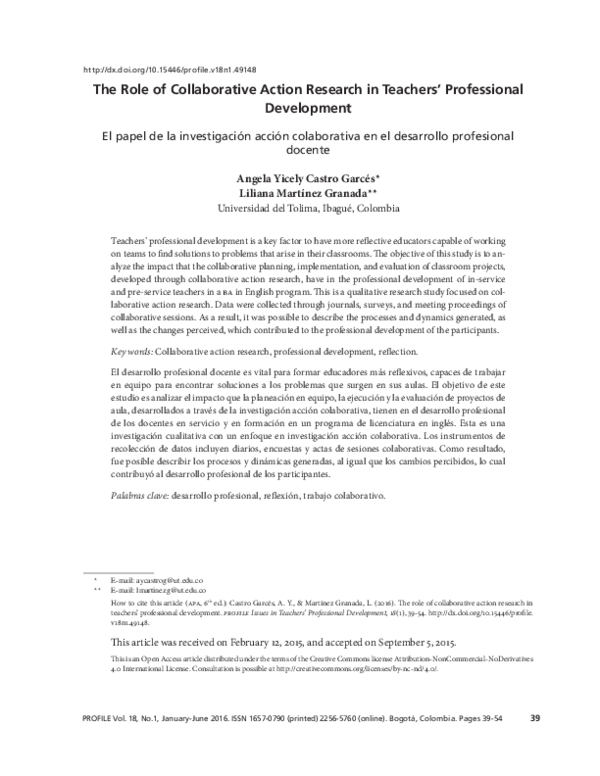 (PDF) The Role of Collaborative Action Research in Teachers ...