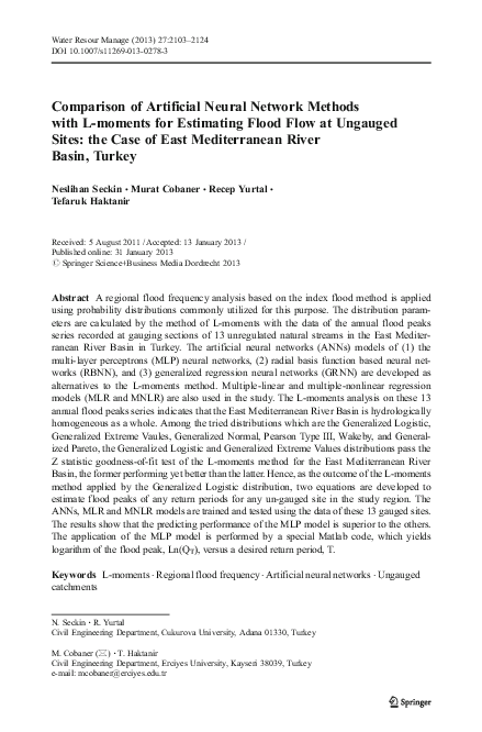 (PDF) Comparison of artificial neural network methods with L-moments ...