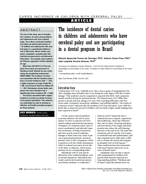 (PDF) The incidence of dental caries in children and adolescents who ...