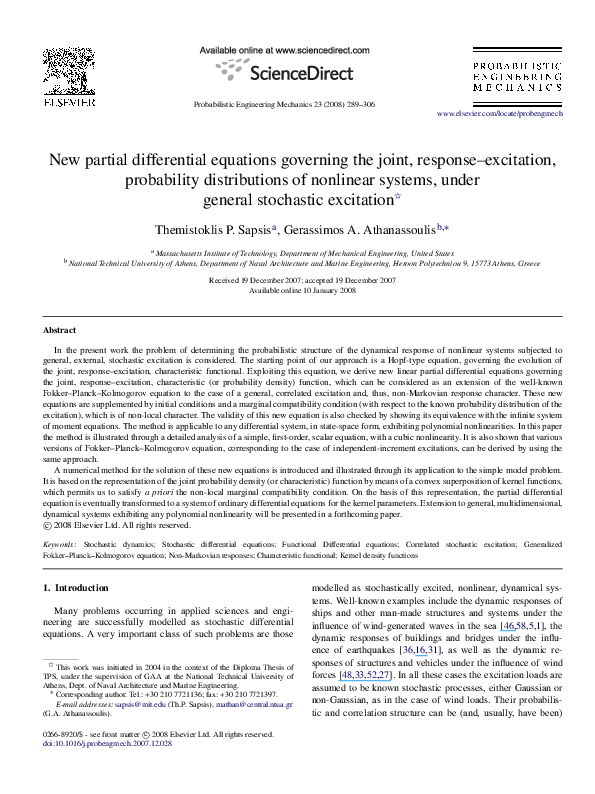 (PDF) New partial differential equations governing the joint, response ...