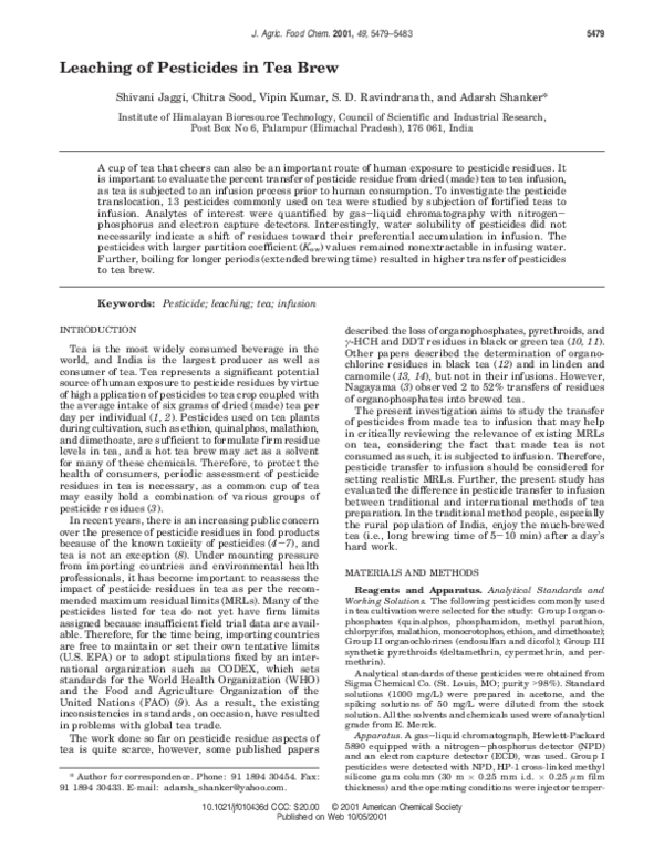 (PDF) Leaching of pesticides in tea brew