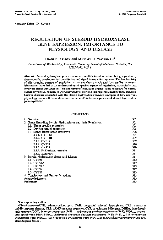 (PDF) Regulation of steroid hydroxylase gene expression: Importance to ...