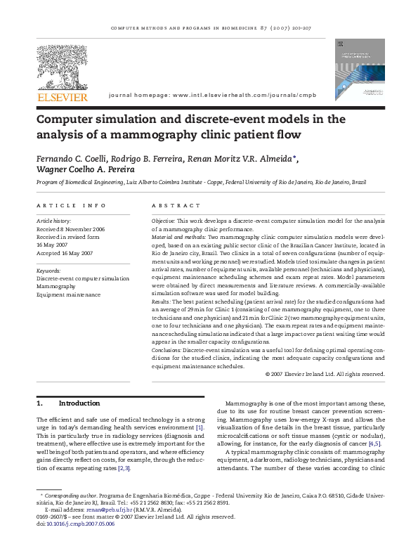 (PDF) Computer simulation and discrete-event models in the analysis of ...